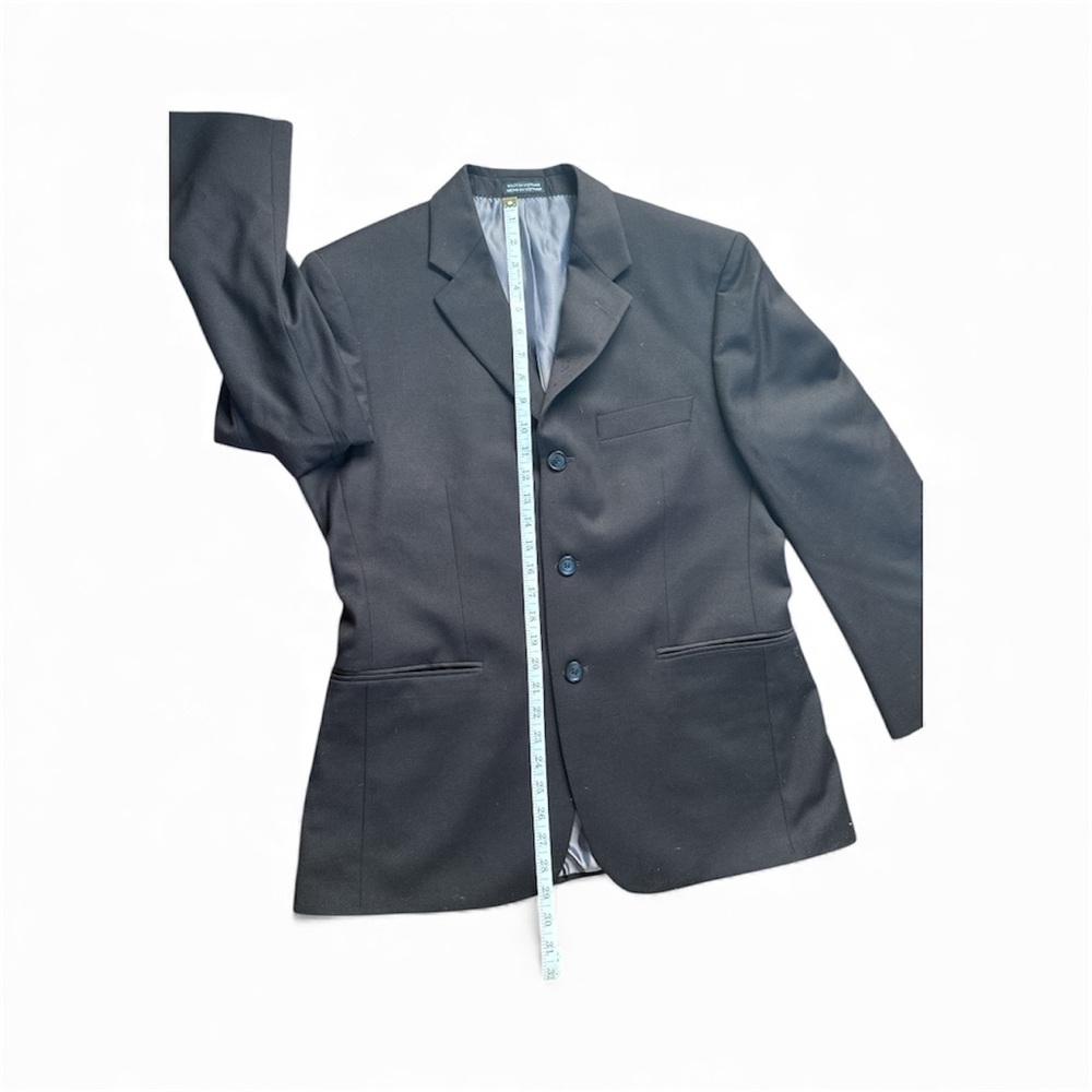 Men's Black J. Ferar 100% Wool Size 44 Blazer Suit Jacket - Picture 7 of 9